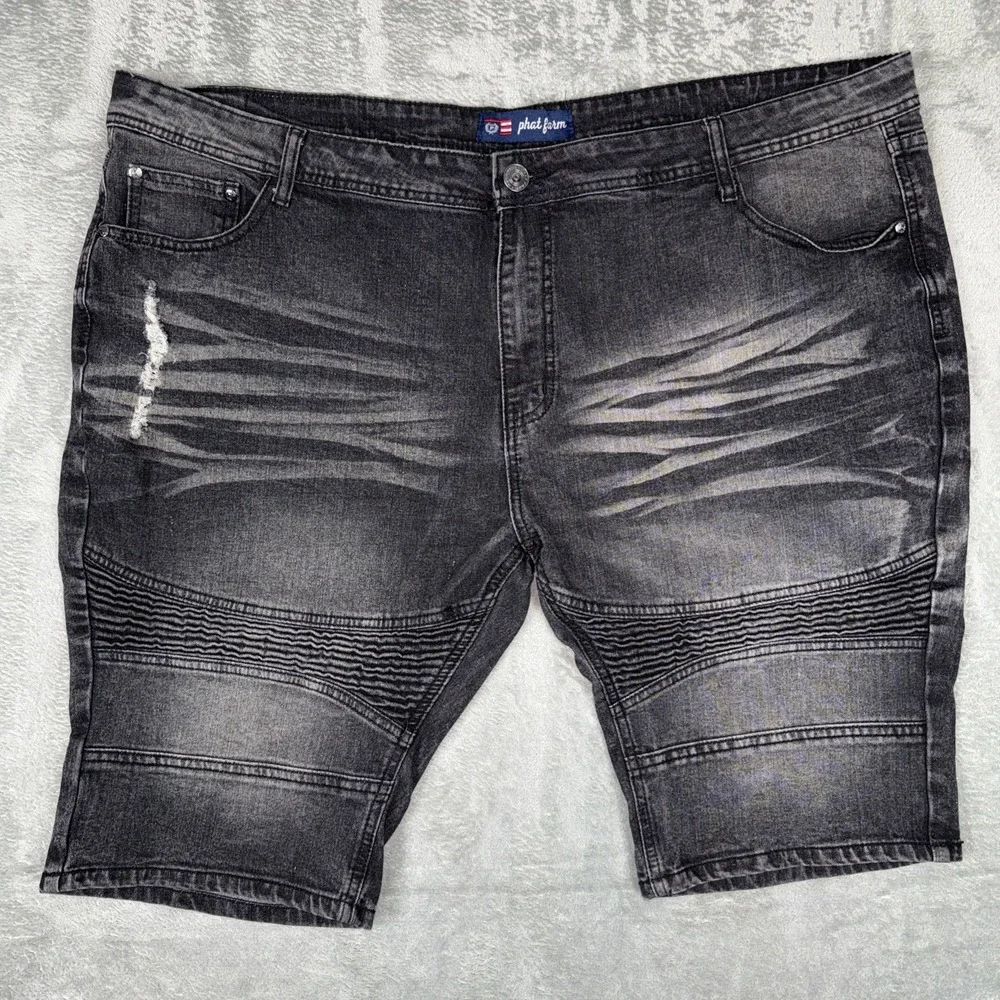 Phat Farm Skinny Fit‎ Stretch Denim Shorts Mens Size 44 Black Y2K Casual Grunge